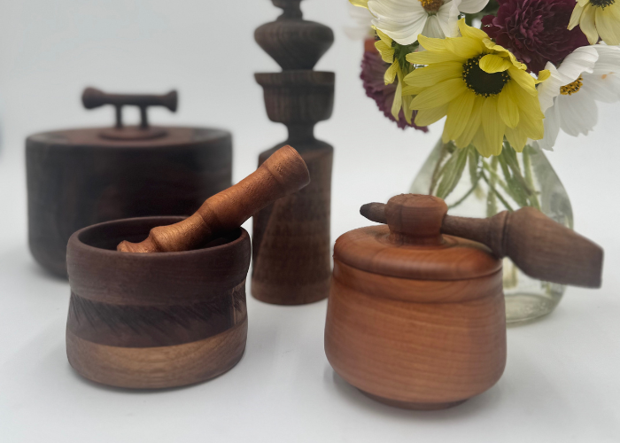 Handmade Wooden Salt Cellar with Lid & Scoop | Rustic Kitchen Storage | Artisan Walnut Cherry Spice Box | Eco-Friendly Kitchen Gift