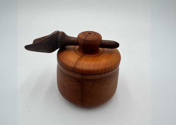 Handmade Wooden Salt Cellar with Lid & Scoop | Rustic Kitchen Storage | Artisan Walnut Cherry Spice Box | Eco-Friendly Kitchen Gift