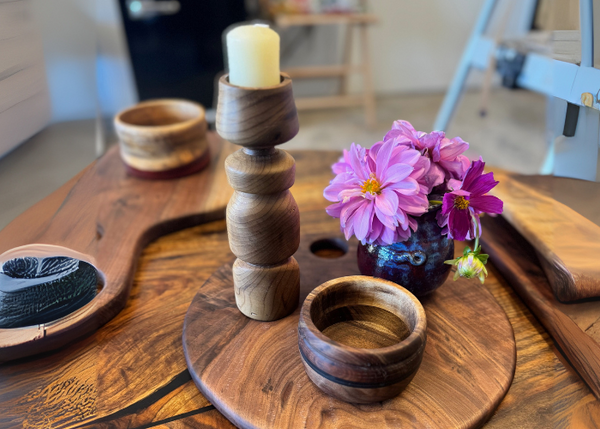 Handmade Wooden Candlestick Holder | Rustic Oregon Walnut Taper Candle Stand | Elegant Table Centerpiece | Artisan Home Décor Gift